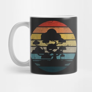 Bonsai Tree Silhouette On A Distressed Retro Sunset product Mug